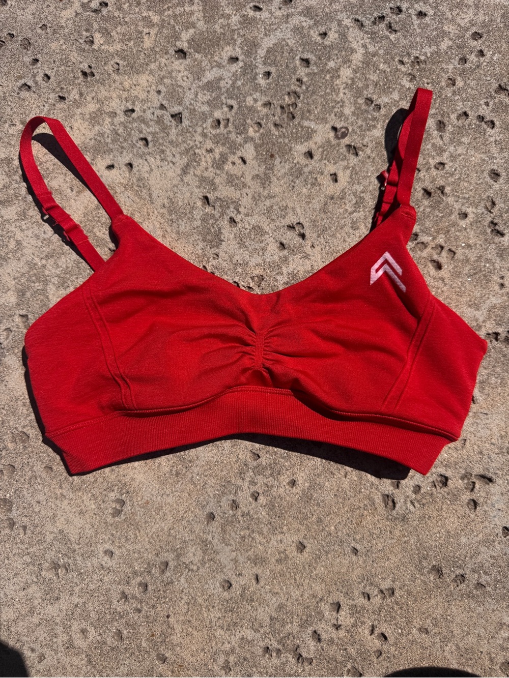 Oner Active Red Seamless Sports Bra with Adjustable Straps